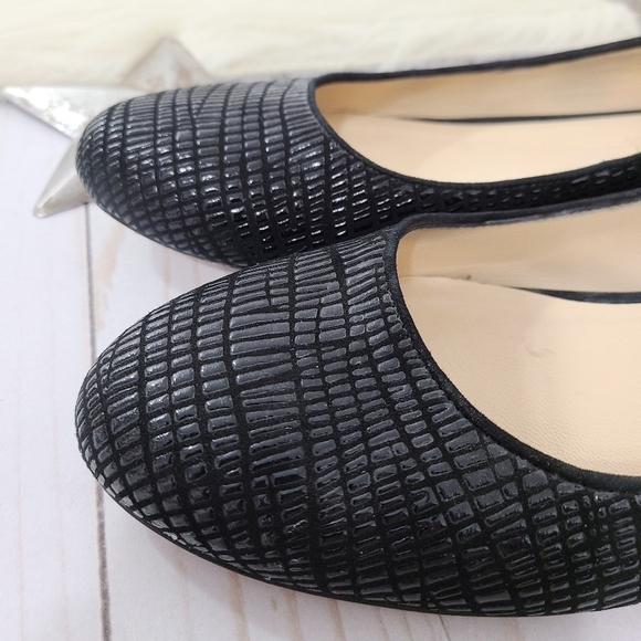 Joan Oloff ballet flats black textured leather 42 - Picture 6 of 9